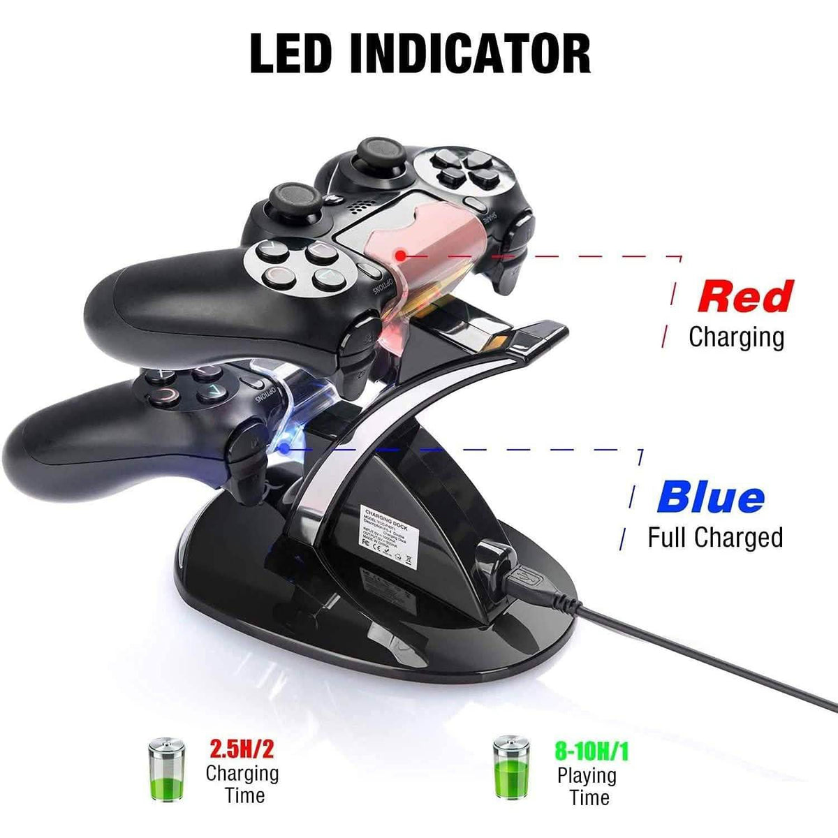 Dual USB Fast Charging Station and LED Indicator for Sony PS4 Controller Video Games & Consoles - Tophatter Daily Deals