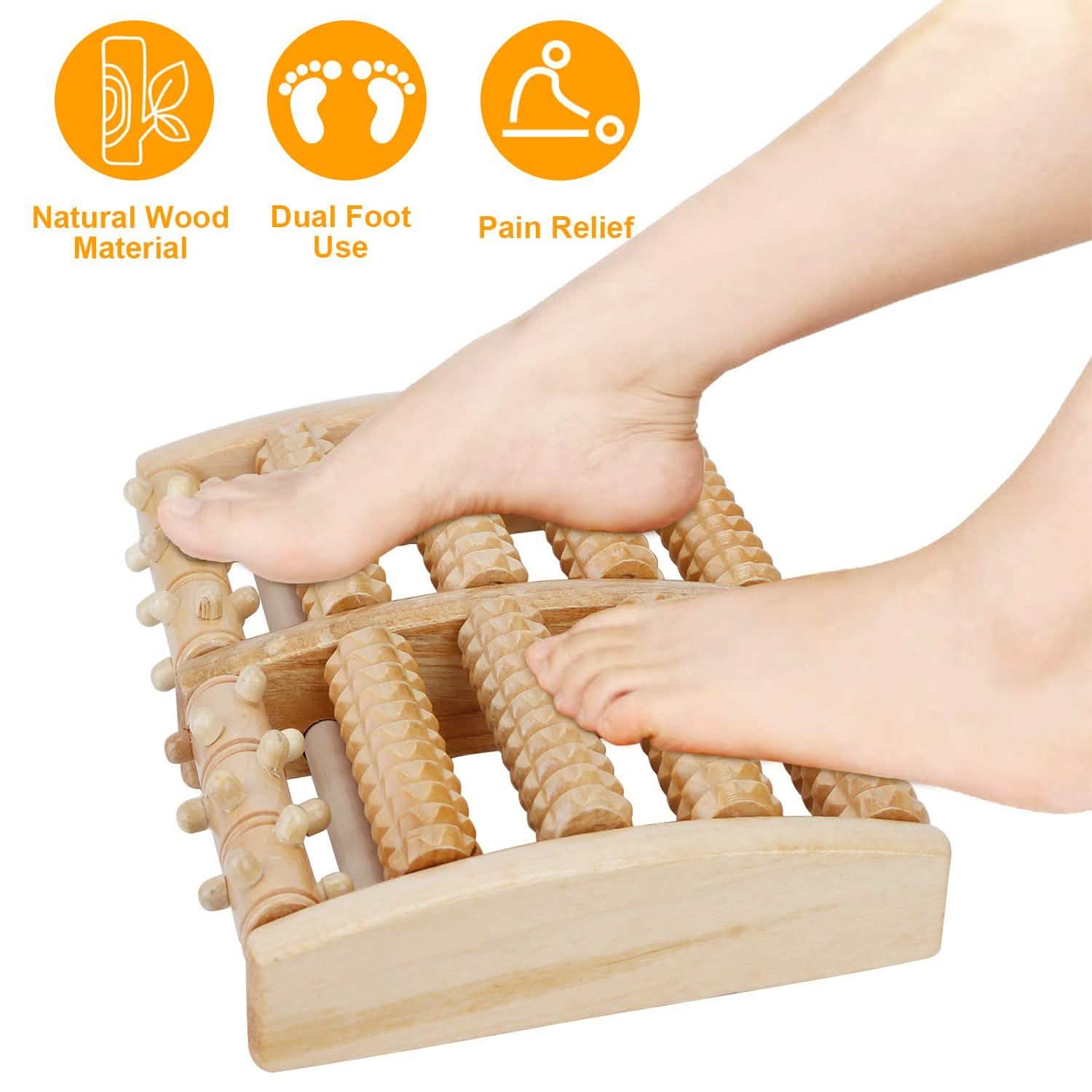 Dual Wooden Stress Relief Massage Foot Roller Acupressure Health & Wellness - Tophatter Daily Deals