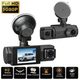 1080p Front and Cabin Dual Dash Cam - 2-Inch IPS Screen, 170 Degree Wide Angle, Loop Recording Automotive - Tophatter Daily Deals