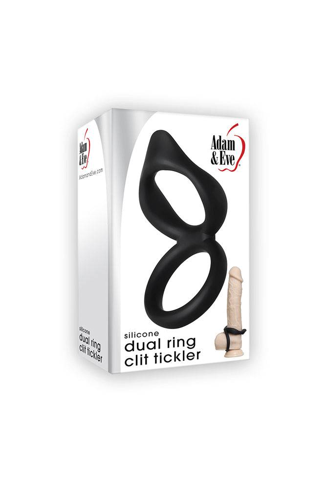 Adam & Eve - Silicone Dual Cock Ring & Clit Tickler - Black Sex Toy - Tophatter Daily Deals
