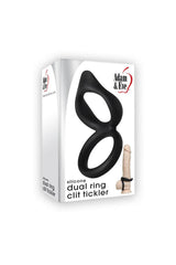 Adam & Eve - Silicone Dual Cock Ring & Clit Tickler - Black Sex Toy - Tophatter Daily Deals
