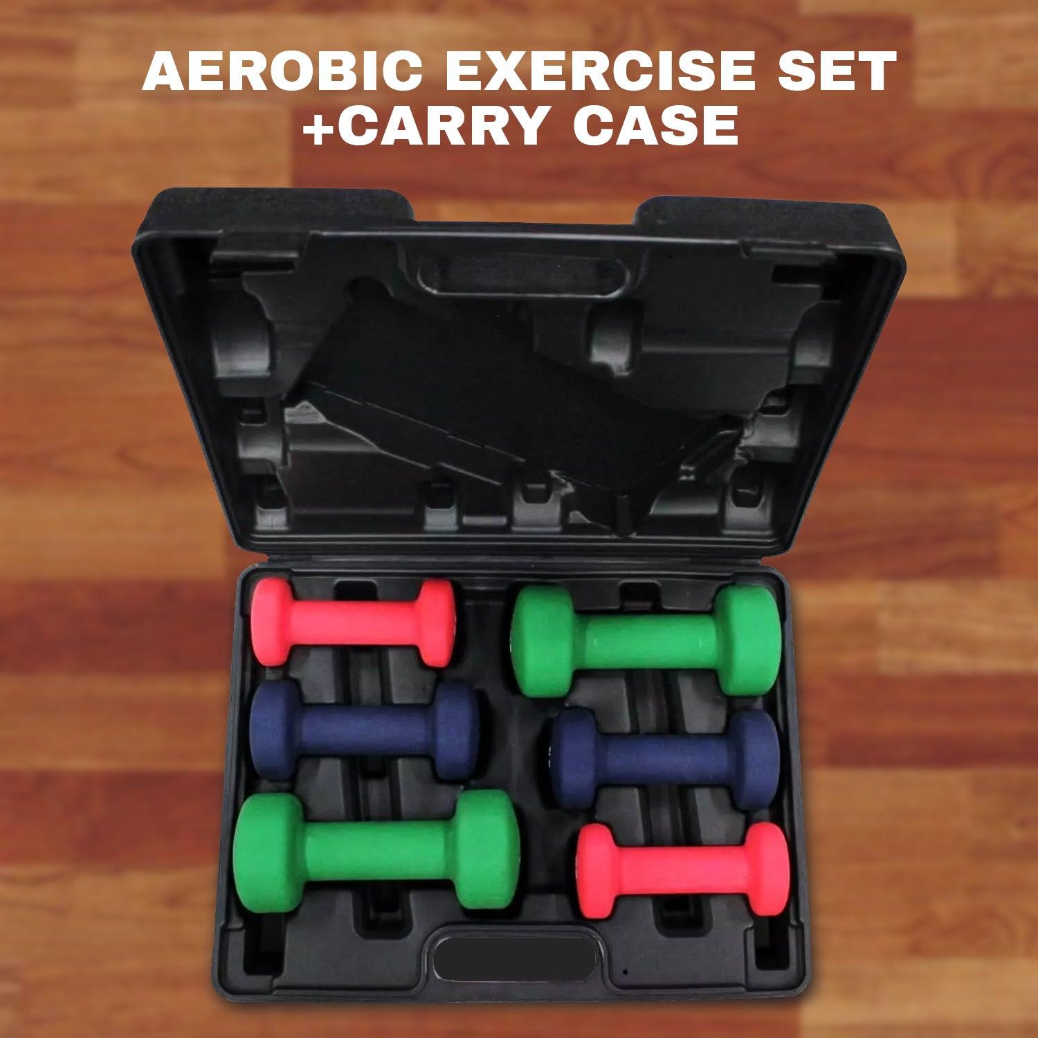 Neoprene Dumbbell Set - 12kg Rubber Vinyl Hand Weight Aerobic Exercise Set + carry Case Exercise & Fitness - Tophatter Daily Deals