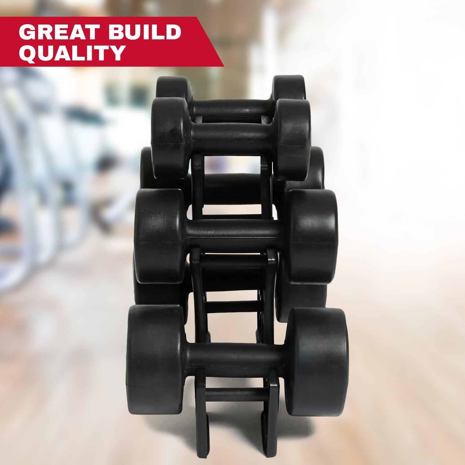 Dumbbell Set with Rack - 12kg Weights Set With Stand Rack Aerobics Gym Class Workout Exercise & Fitness - Tophatter Daily Deals