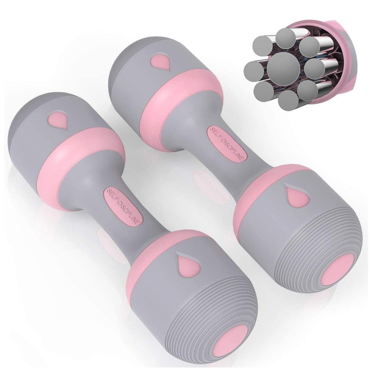 Weights Dumbbell Set - 5-IN-1 Adjustable Weights Dumbbell Set Pink Dumbbeells - Tophatter Daily Deals