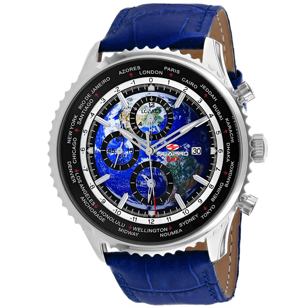 Seapro Men's Meridian World Timer GMT // SP7132 Blue Watches - Tophatter Daily Deals