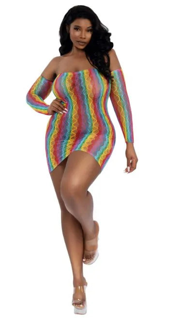 Rainbow Mini With Arm Warmers – Nylon Spandex Lingerie Set > Clothes > Lingerie Sets - Tophatter Daily Deals