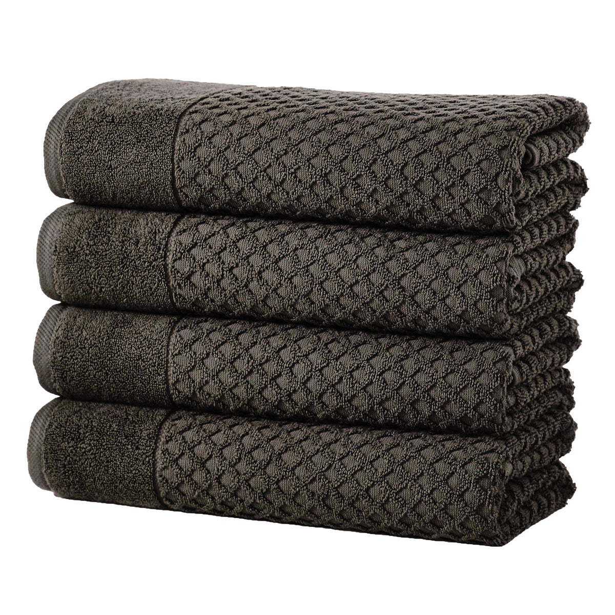 Cotton Diamond Waffle Weave Bath Towel Set - Grayson Collection Bath Towel (Pack of 4) Midnight Bath - Tophatter Daily Deals