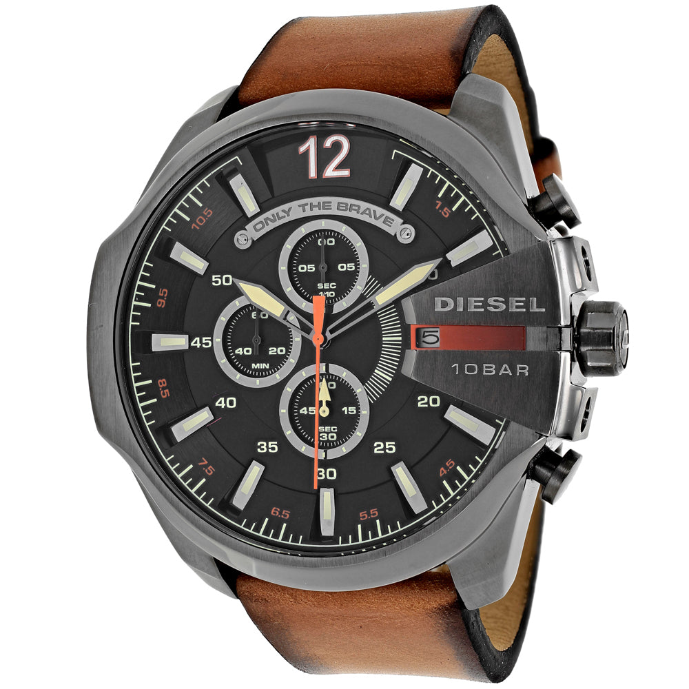 Diesel Men's Mega Chief Black Dial Watch Brown Watches - Tophatter Daily Deals