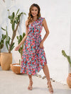 Ruffled Printed One Shoulder Midi Dress Carnation Pink Casual Dresses - Tophatter Daily Deals