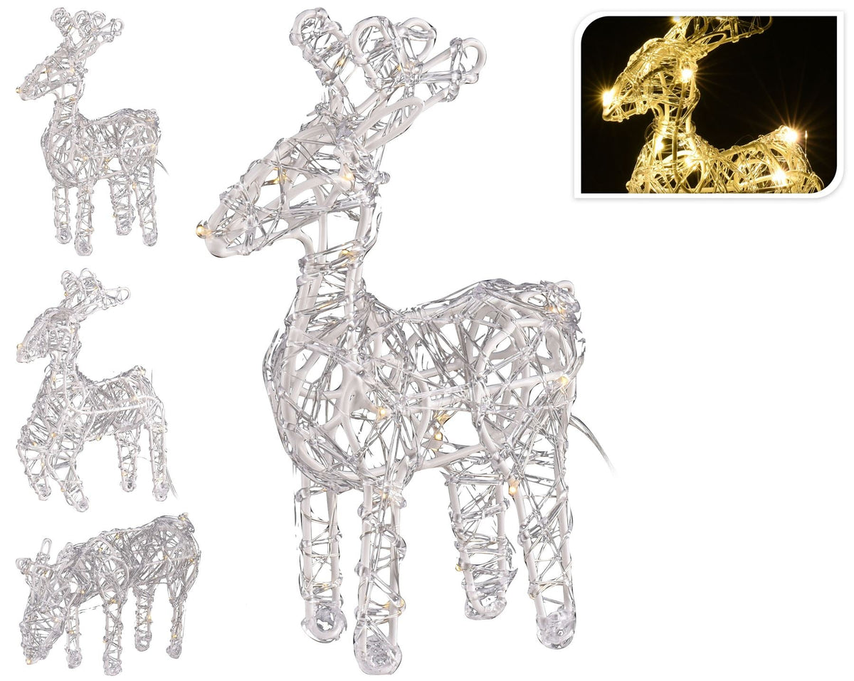 Frosted Acrylic White LED Light Up Christmas Reindeer Winter Decoration 20cm ~ styles vary LED Light - Tophatter Daily Deals