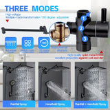 8-Inch Rainfall and Handheld Shower Head Combo - High Pressure, Adjustable Arm, Black Bath - Tophatter Daily Deals