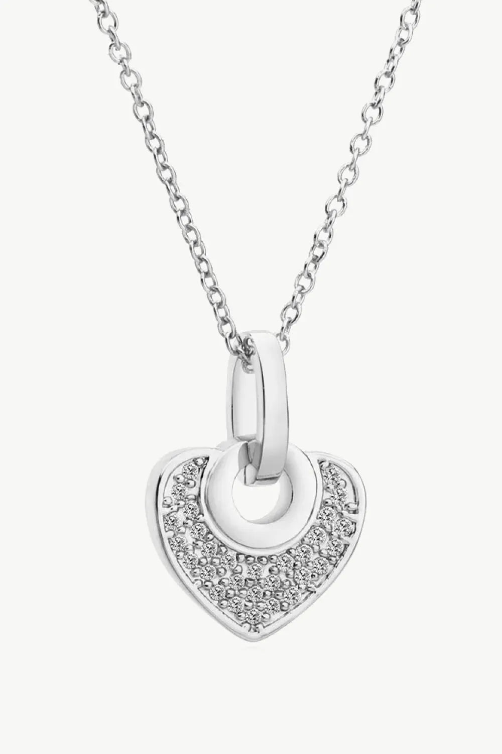 Crystal Heart Pendant Necklace Silver One Size Necklaces - Tophatter Daily Deals
