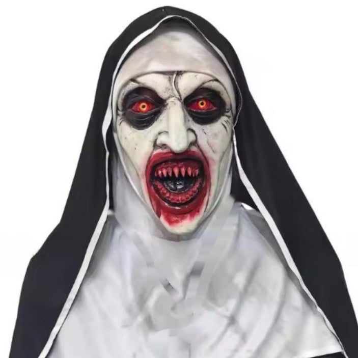 Glowing Latex Horror Mask Nun Hood Halloween Party 2025 Vampire nun 3D Changing Face Moving Picture Frame - Tophatter Daily Deals