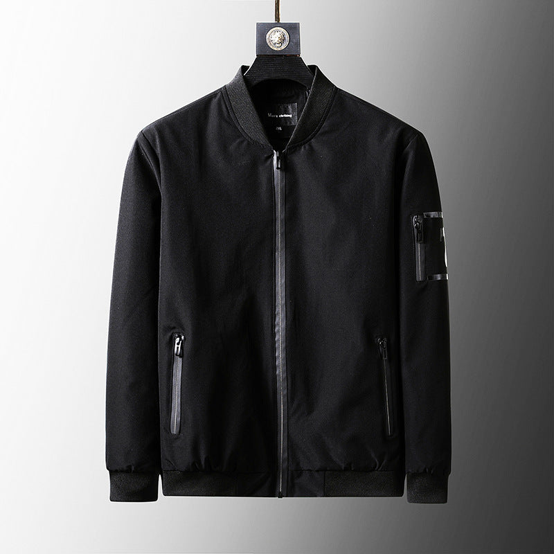 BLACK Plus Size Loose Clothes Men's Stand-up Collar Jacket Black 0 - Tophatter Daily Deals