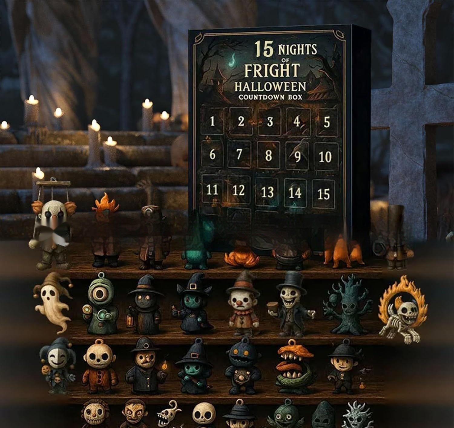 Halloween Countdown Box With 31 Blind Doll Surprises 15night Horror Blind Box 3D Changing Face Moving Picture Frame - Tophatter Daily Deals
