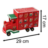 Wooden Christmas Truck Advent Calendar | Festive Red Truck with 24 Drawers 29cm Advent Calendar - Tophatter Daily Deals