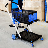 Double-Layer Trolley Cart with Rubber Wheels Kitchen Islands & Carts - Tophatter Daily Deals