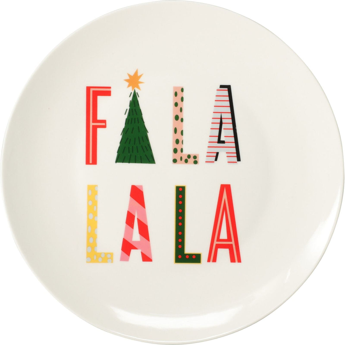Set of 4 Christmas Ceramic Plates | Fun Festive Design for Snacks, Desserts & Santa’s Treats | Bright Christmas Tableware - 20cm Plate - Tophatter Daily Deals
