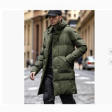 Warm Men's Long Puffer Coat - Hooded Quilted Cotton, Urban 3D Changing Face Moving Picture Frame - Tophatter Daily Deals