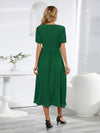 Pleated Surplice Tie Waist Midi Dress Casual Dresses - Tophatter Daily Deals