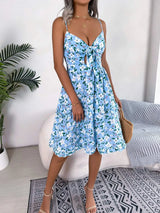 Printed Plunge Cap Sleeve Cami Dress Casual Dresses - Tophatter Daily Deals