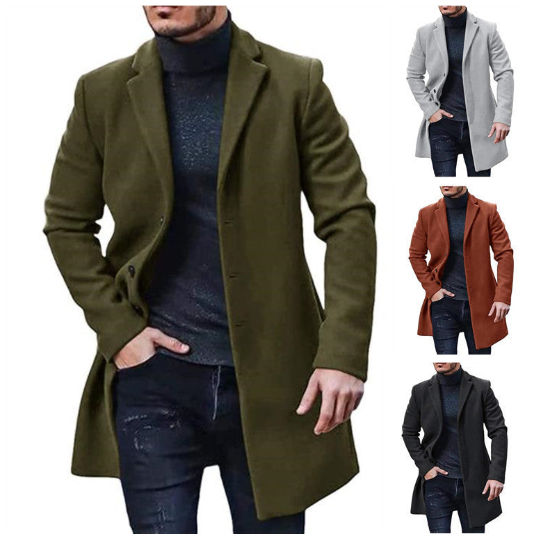 Warm Refined Men's Tweed Coat - Medium-Length Polyester 3D Changing Face Moving Picture Frame - Tophatter Daily Deals