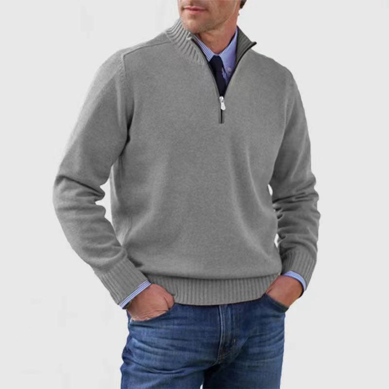 Soft Men's Stand Collar Sweater - Slim Fit, Acrylic Light Gray 3D Changing Face Moving Picture Frame - Tophatter Daily Deals