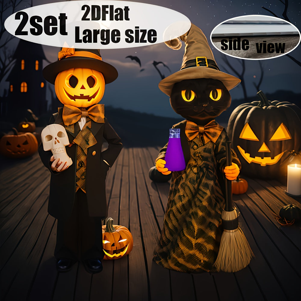 Halloween Yard Pumpkin Gentleman & Black Cat Witch Halloween - Tophatter Daily Deals