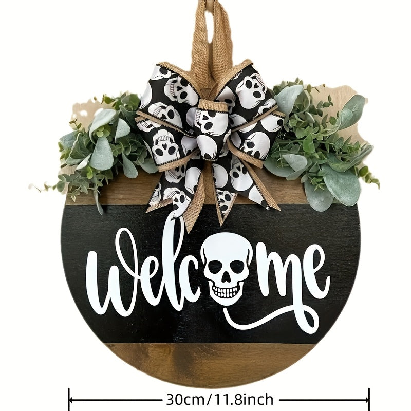 Halloween Skull Door Hanger Welcome Sign - Tophatter Daily Deals