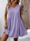 Ruched V-Neck Sleeveless Mini Dress Casual Dresses - Tophatter Daily Deals