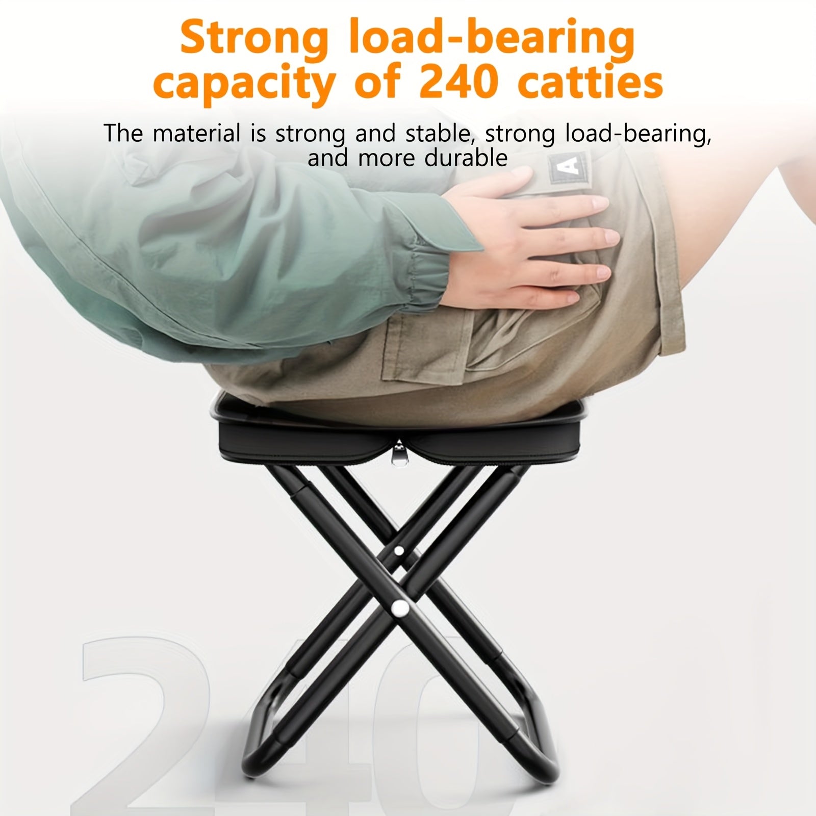 Folding Stool Iron Frame Outdoor Camping Chair Outdoor Recreation > Camping > Camp Furniture - Tophatter Daily Deals