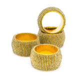 Set Of 4 Deluxe Gold Napkin Rings | Christmas Napkin Holder | Chic Beaded Glass Serviette Rings Table Napkin Holder Napkin Rings - Tophatter Daily Deals