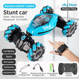 4WD RC Off Road Stunt Wheels Drift Car With Music Led Lights 2.4G Gesture Remote Control Spray 360 Rotating Climbing Car Toys 4 - Tophatter Daily Deals
