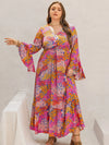 Plus Size Printed V-Neck Long Sleeve Maxi Dress Casual Dresses - Tophatter Daily Deals