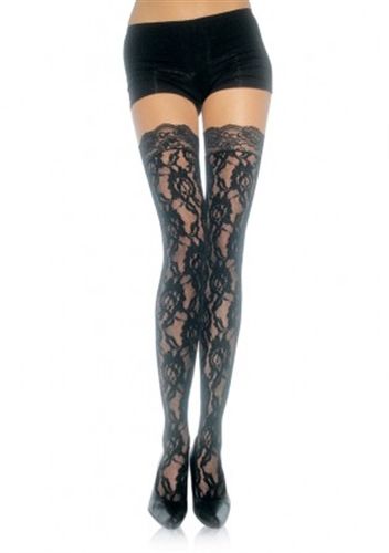 Lace Top Lace Thigh Highs (Black) – One Size Nylon Stockings > Clothes > Hosiery > Stockings - Tophatter Daily Deals