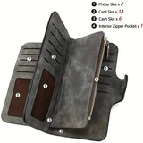 Vintage Faux Leather Long Wallet – Trifold Credit Card Holder with Snap & Zipper Handbags & Wallets - Tophatter Daily Deals