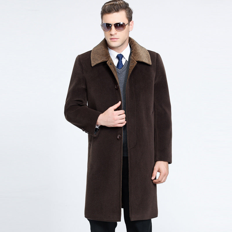 Warm Classic Men's Overcoat - Midlength Wool Cashmere Coffee 3D Changing Face Moving Picture Frame - Tophatter Daily Deals