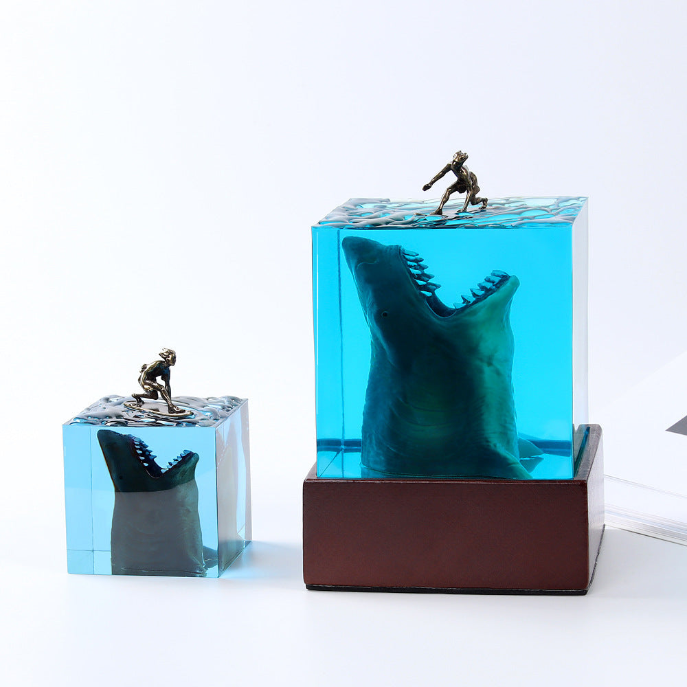 Ocean Shark Surfer Resin Night Light 0 - Tophatter Daily Deals