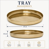 Gold Decorative Tray, 33 cm Round Coffee Table Tray with Mandala Design Tray - Tophatter Daily Deals