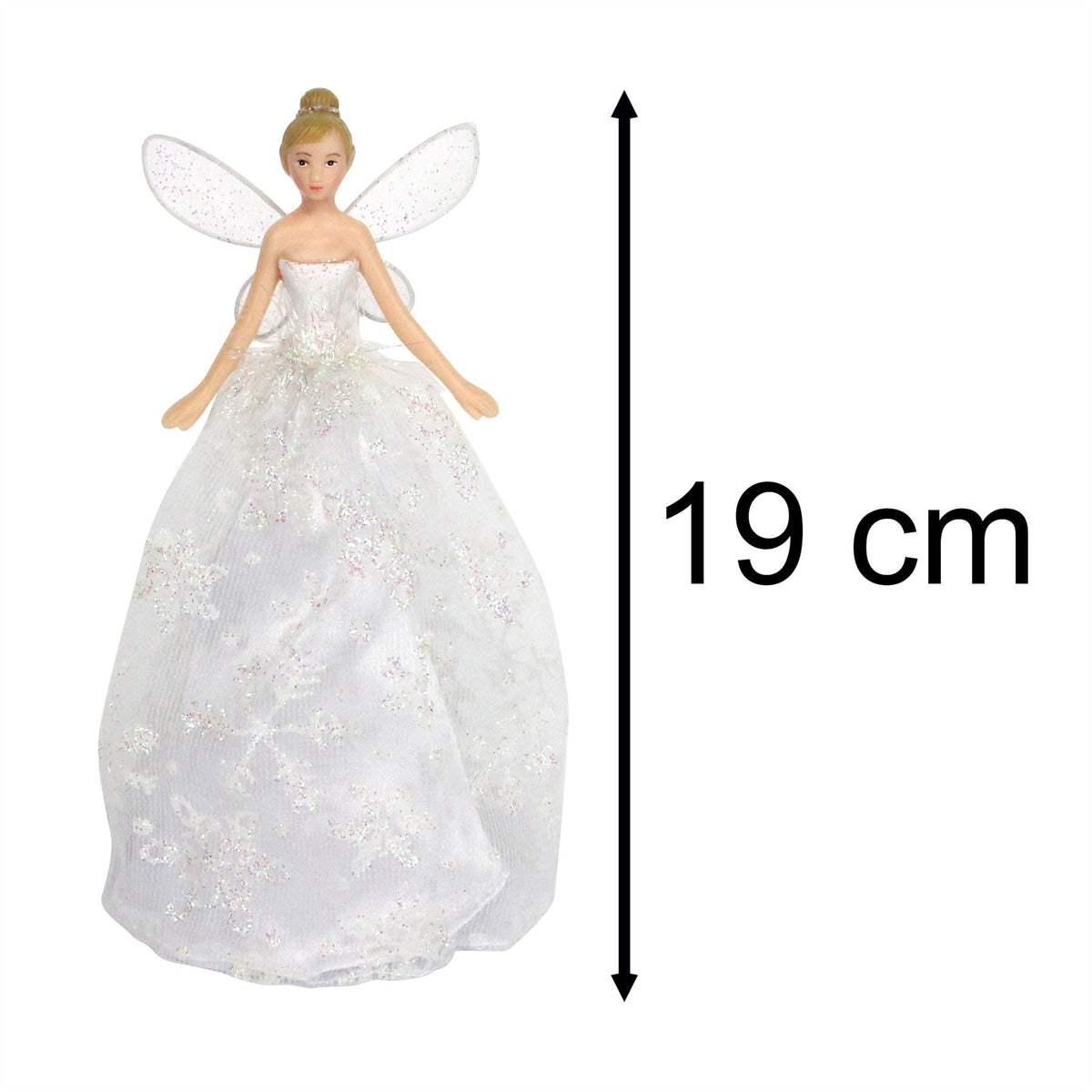 White Angel Christmas Tree Topper | Iridescent Fairy Angel Tree Ornament - 19cm Tree Decoration - Tophatter Daily Deals