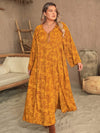 Plus Size Printed Slit Long Sleeve Dress Casual Dresses - Tophatter Daily Deals