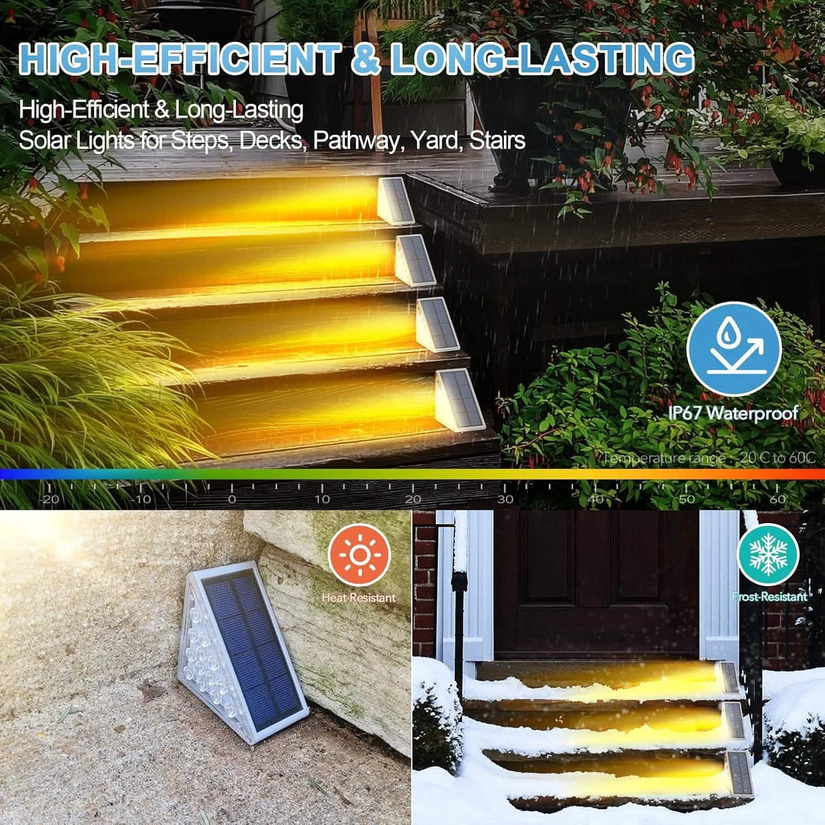 2-Pack: Solar Step Lights, 15 LED IP67 Deck and Stair Lights