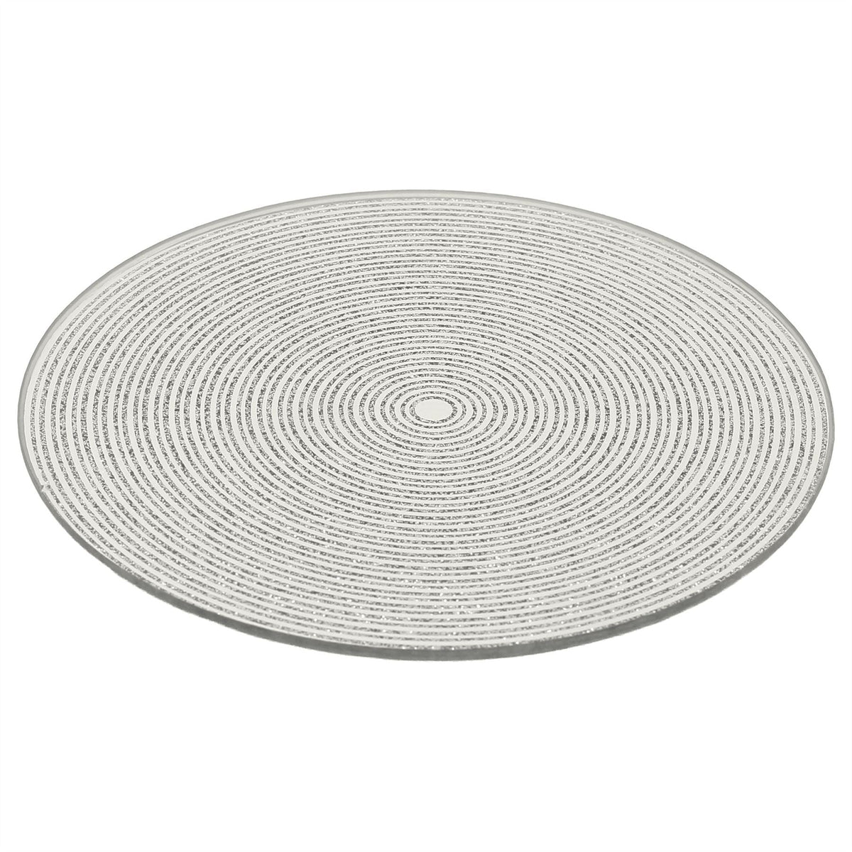 Round Silver Glitter Candle Plate, 15 cm Mirrored Glass Candle Stand Candle Plate - Tophatter Daily Deals