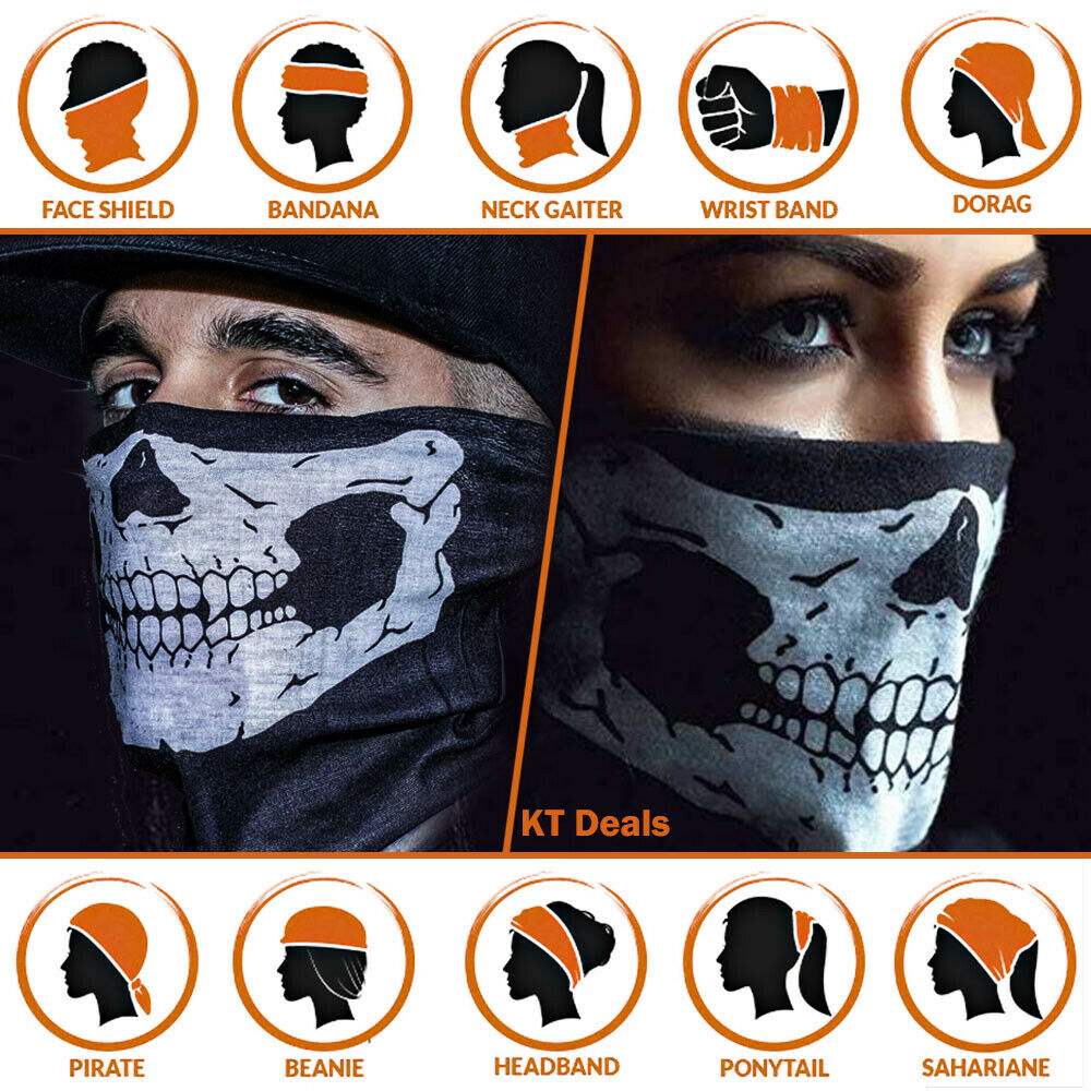 Skull Mask Half Face Bandana Skeleton Ski Motorcycle Biker Balaclava Tube Masks Bluetooth Speaker Lamp - Tophatter Daily Deals