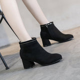 Black Martin Boots Shoes Women Thick Heels 0 - Tophatter Daily Deals