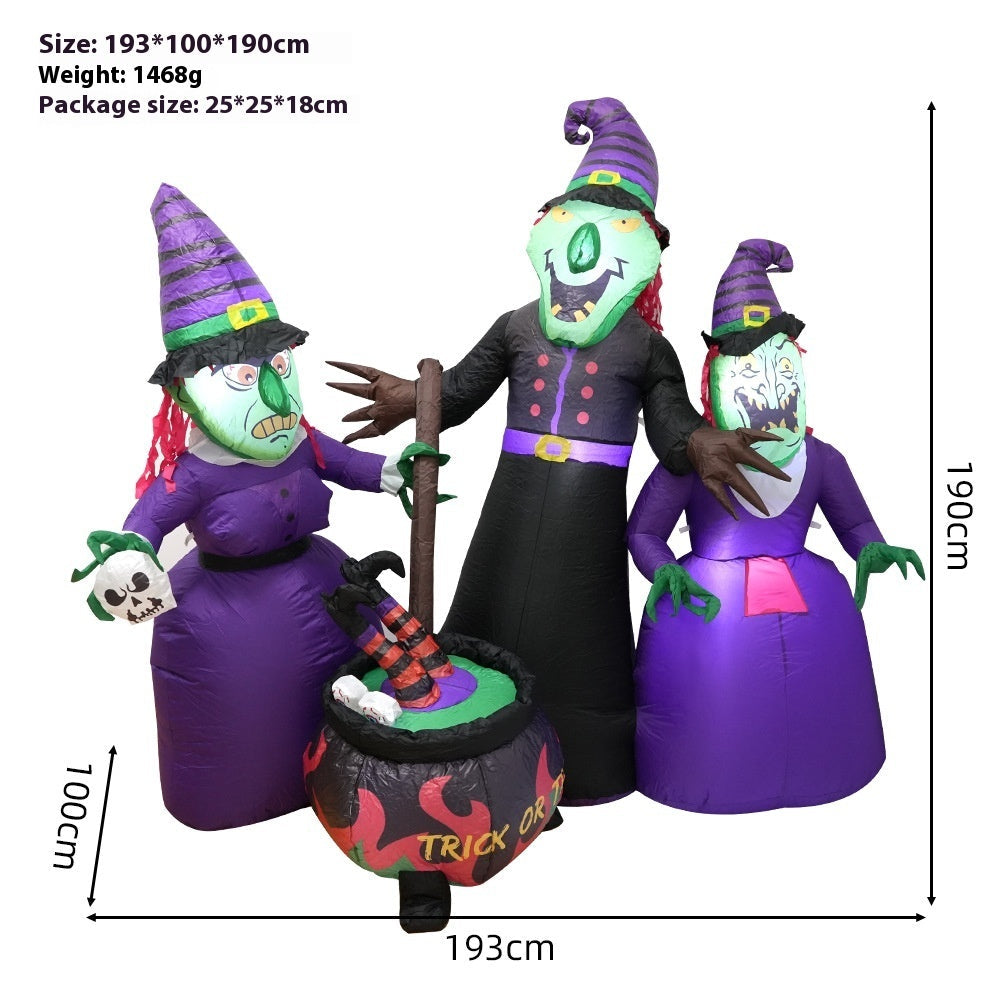 Witch Inflatable Luminous Halloween Yard Decor Outdoor 3D Changing Face Moving Picture Frame - Tophatter Daily Deals