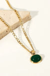 Inlaid Stone Round Pendant Chain Necklace Necklaces - Tophatter Daily Deals