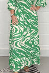 Smocked Printed Flounce Sleeve Maxi Dress Casual Dresses - Tophatter Daily Deals