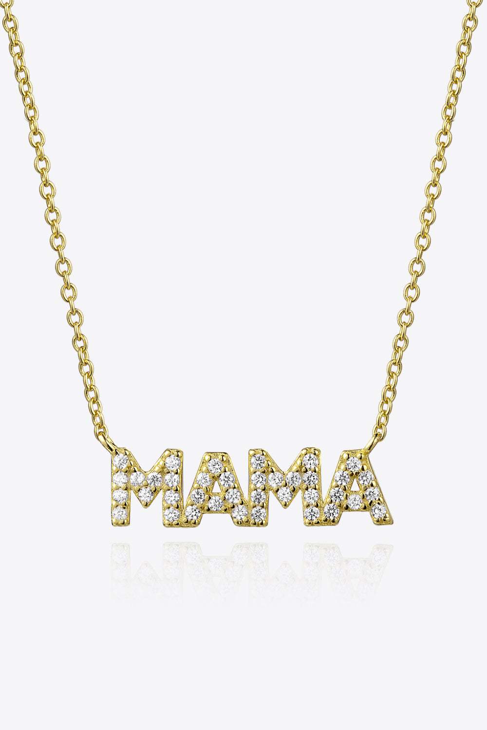 MAMA Zircon 925 Sterling Silver Necklace Gold One Size Necklaces - Tophatter Daily Deals