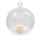 Clear Glass Bauble Tealight | Hanging Glass Ball Tea Light Holder & LED Candle LED Light - Tophatter Daily Deals